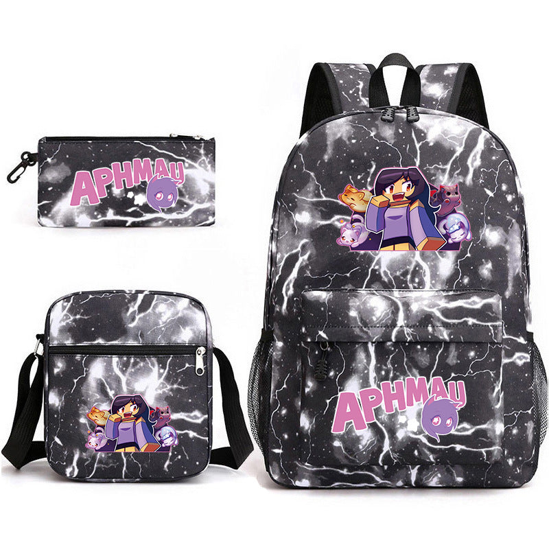 Aphmau Printed Schoolbag Backpack Shoulder Bag Pencil Bag 3pcs set for Kids Students