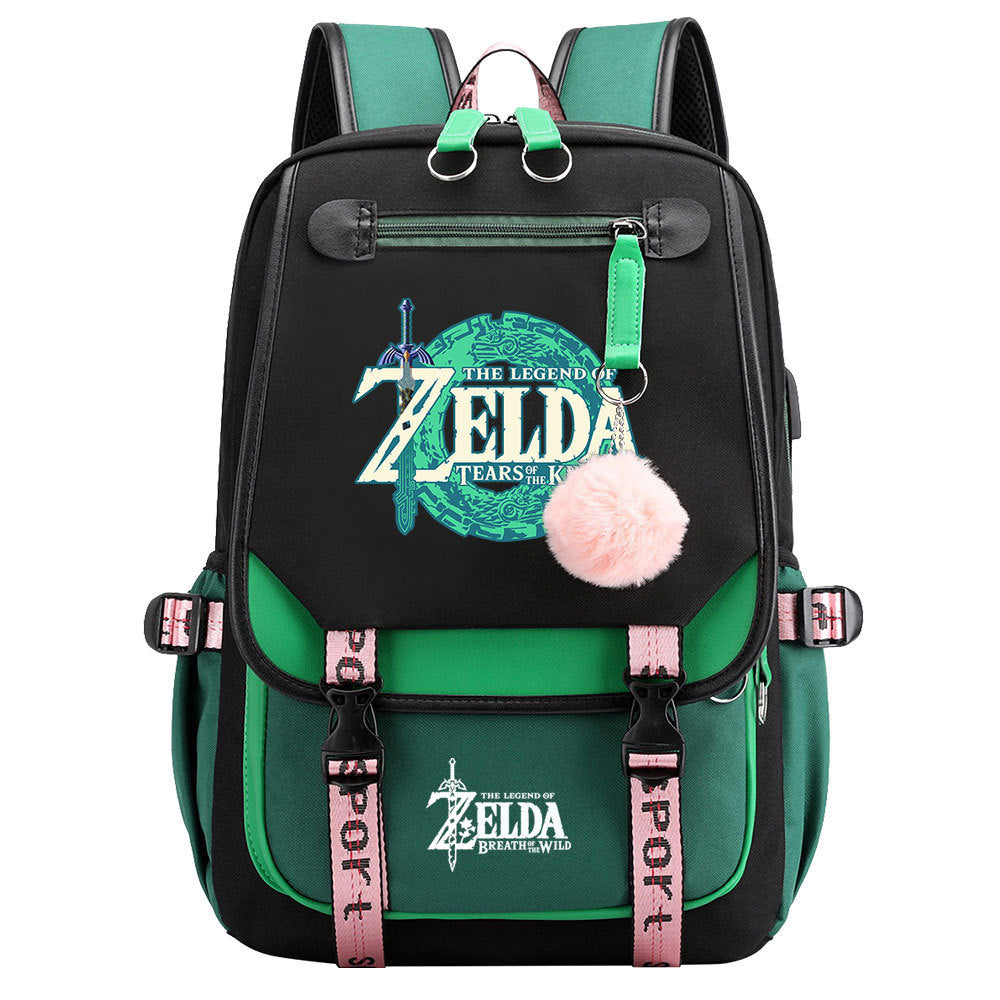 The Legend of Zelda Tears of the Kingdom  Waterproof Backpack School Notebook Travel Bags USB Charging