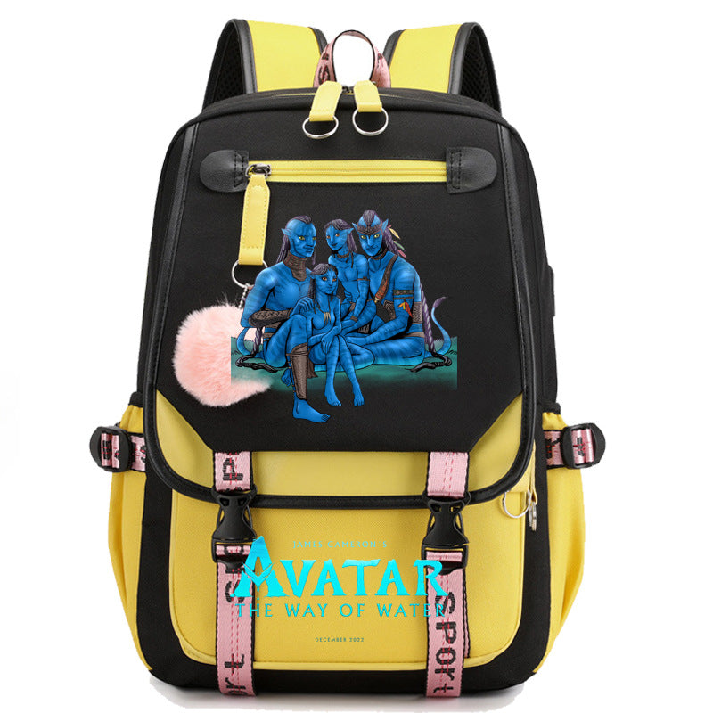 Avatar The Way of Water Waterproof Backpack School Notebook Travel Bags USB Charging