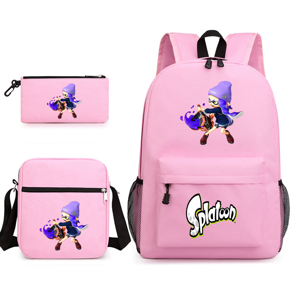 Splatoon Printed Schoolbag Backpack Shoulder Bag Pencil Bag 3pcs set for Kids Students