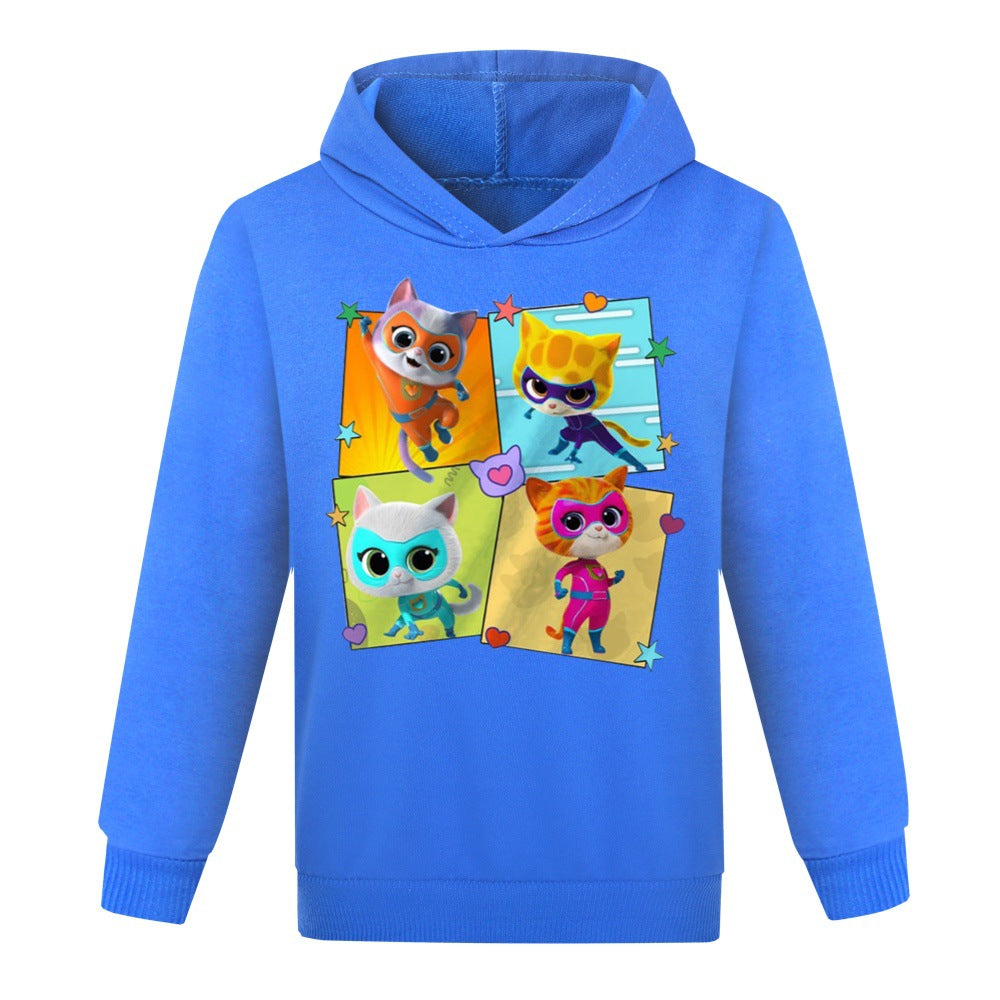 Super Kitties Casual Sweatshirt Spring Autumn Hoodie for Kids