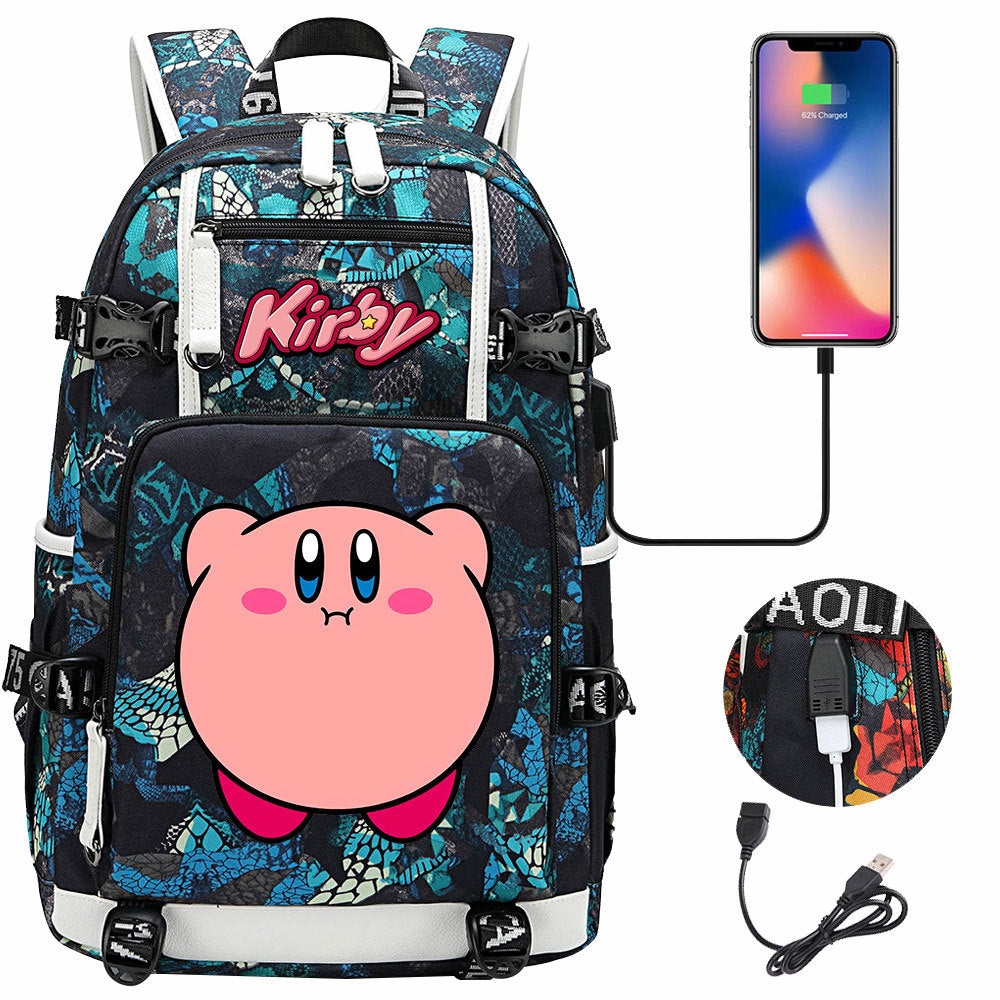 Kirby USB Charging Backpack School Notebook Travel Bags