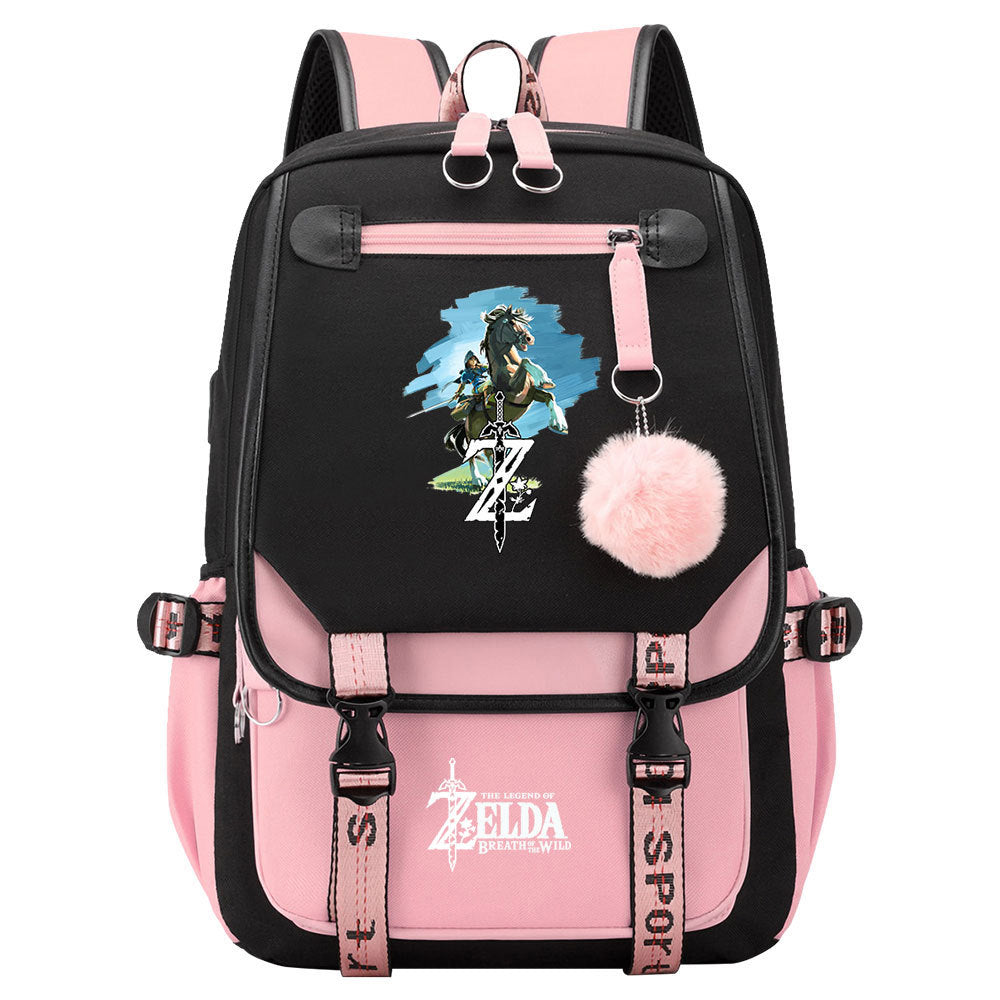 The Legend of Zelda Tears of the Kingdom  Waterproof Backpack School Notebook Travel Bags USB Charging