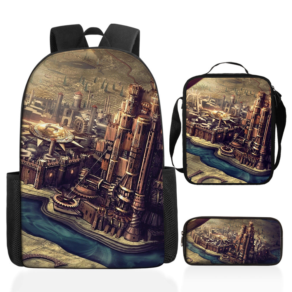 Game of Thrones Full Printed Backpack Schoolbag Travel Notebook Bag Lunch Bag Pencil Bag for Kids Students 3PCS