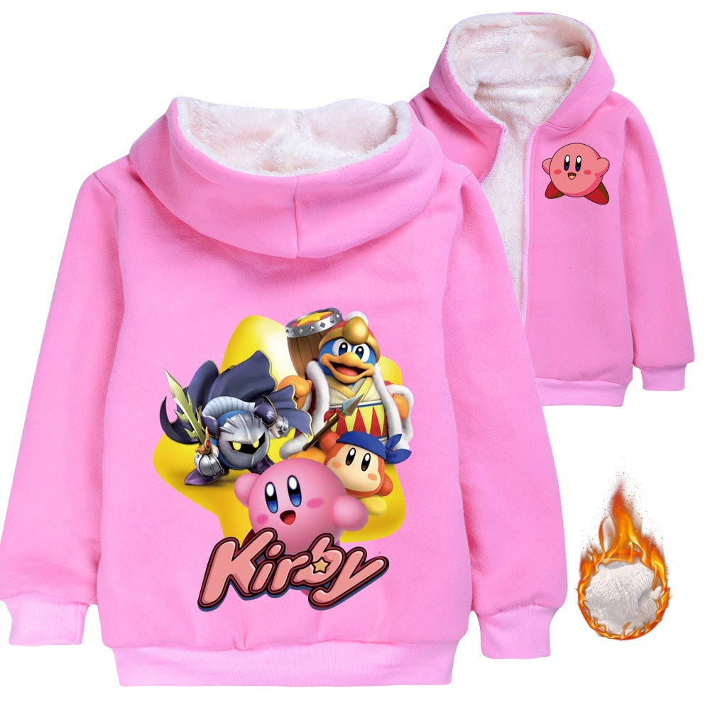 Kirby Sherpa Lined Hoodie Fleece Sweatshirt Full Zip Hooded Jacket for Kids