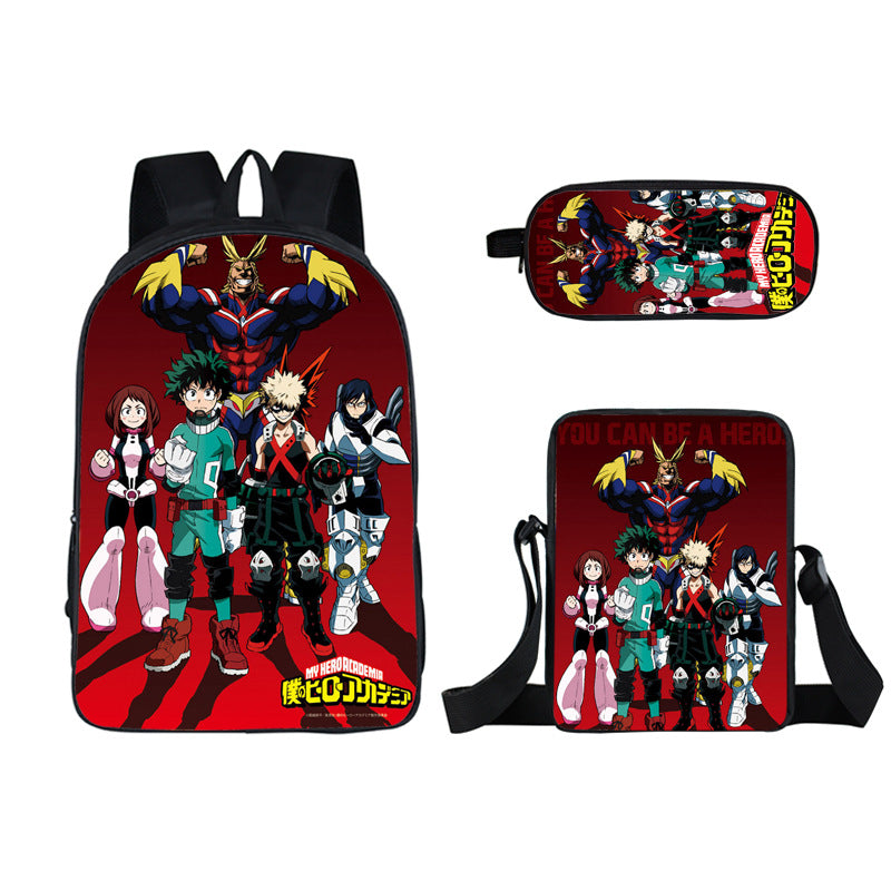 My Hero Academia Full Printed Backpack Schoolbag Travel Notebook Bag Lunch Bag Pencil Bag for Kids Students 3PCS