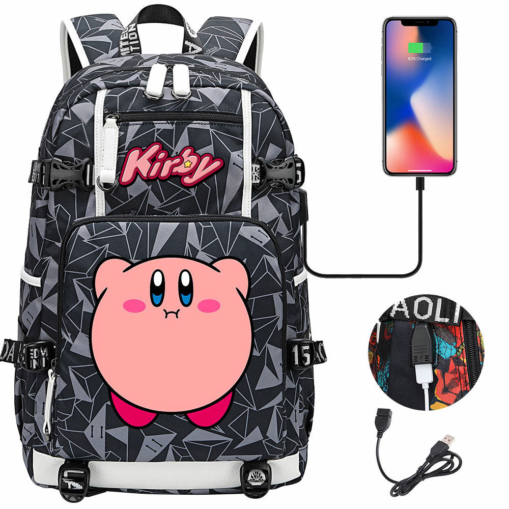 Kirby USB Charging Backpack School Notebook Travel Bags