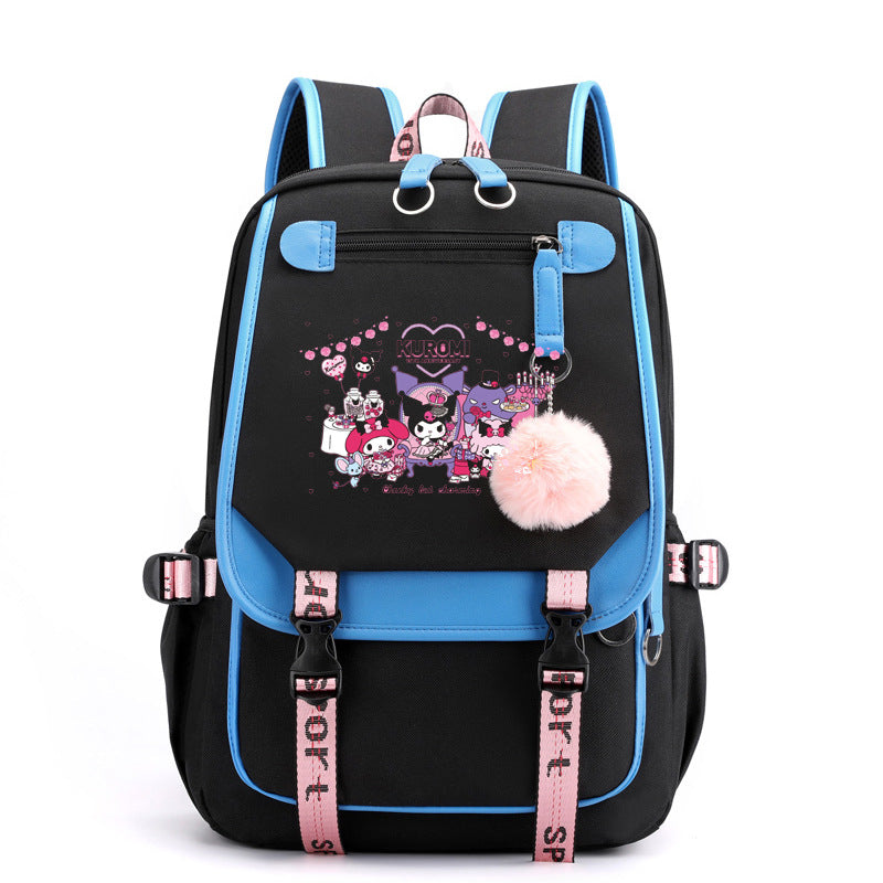 Kuromi Waterproof Backpack School Notebook Travel Bags USB Charging