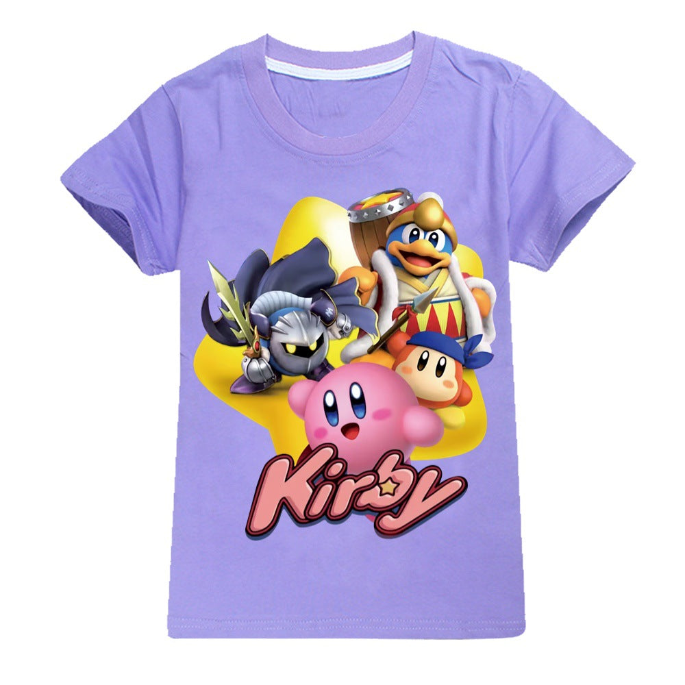 Kirby Casual Sweatshirt Spring Autumn Short Sleeve T-Shirts for Kids