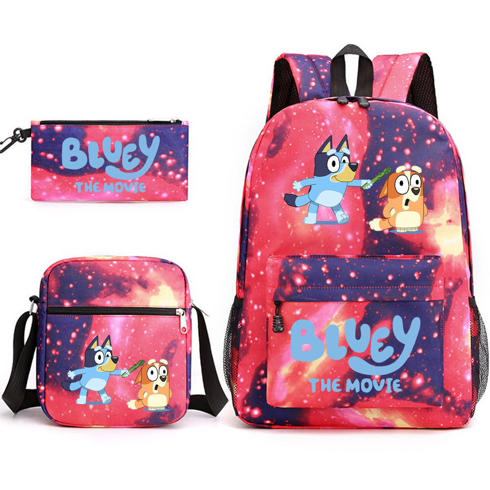 Blue Heeler Bingo Printed Schoolbag Backpack Shoulder Bag Pencil Bag 3pcs set for Kids Students