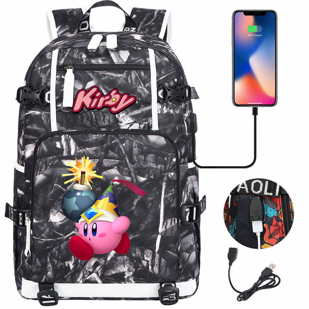 Kirby USB Charging Backpack School Notebook Travel Bags