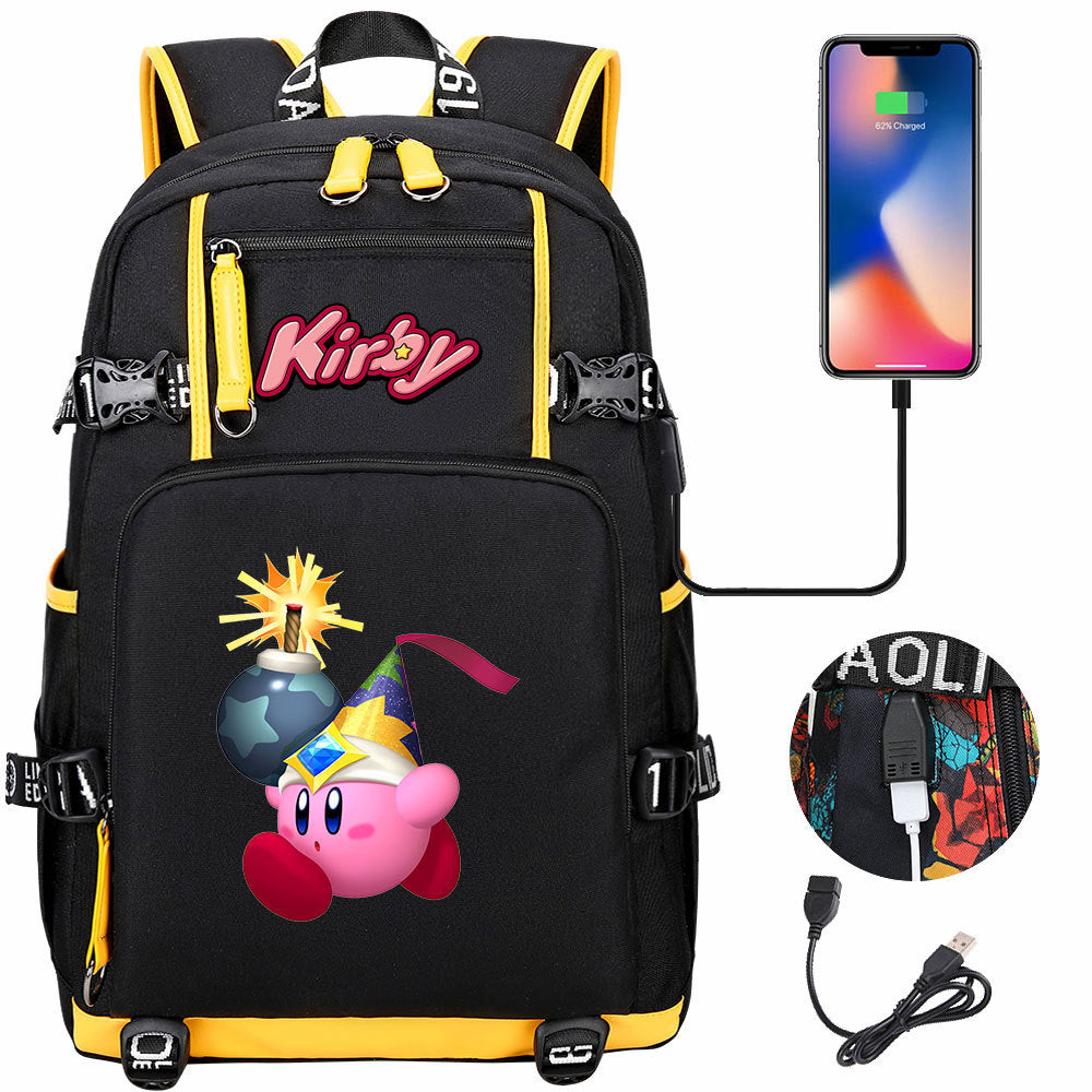 Kirby USB Charging Backpack School Notebook Travel Bags