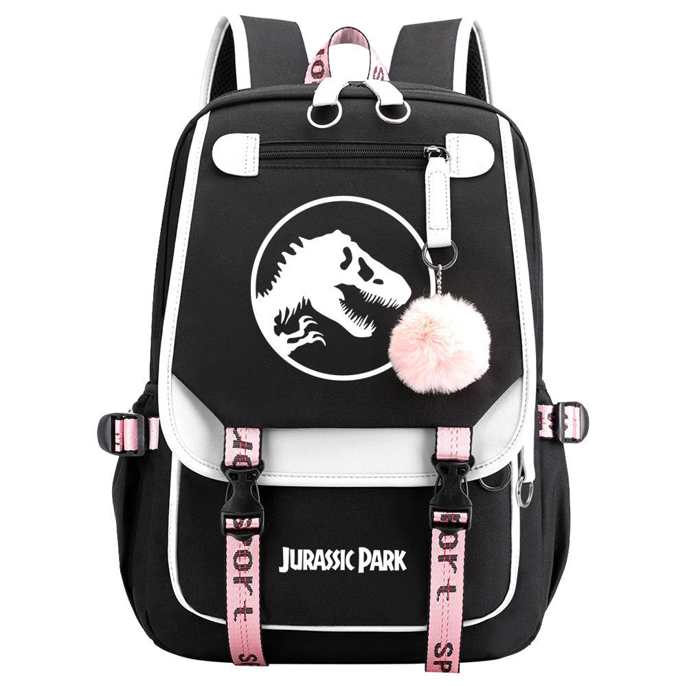 Jurassic World Dinosaur Park Waterproof Backpack School Notebook Travel Bags USB Charging