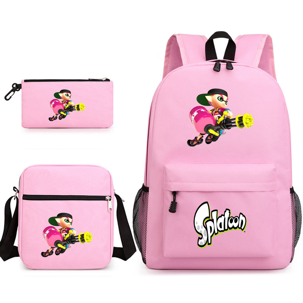 Splatoon Printed Schoolbag Backpack Shoulder Bag Pencil Bag 3pcs set for Kids Students