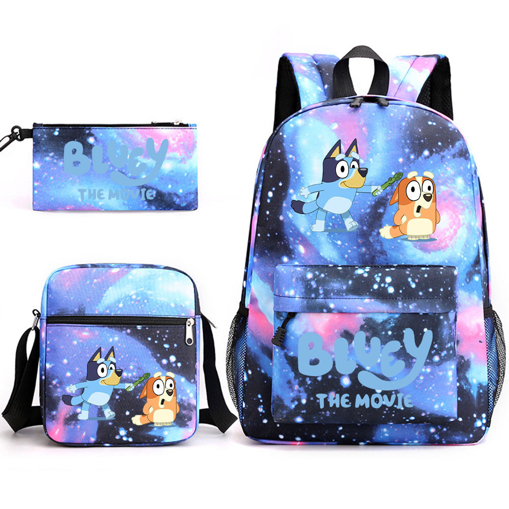 Blue Heeler Bingo Printed Schoolbag Backpack Shoulder Bag Pencil Bag 3pcs set for Kids Students