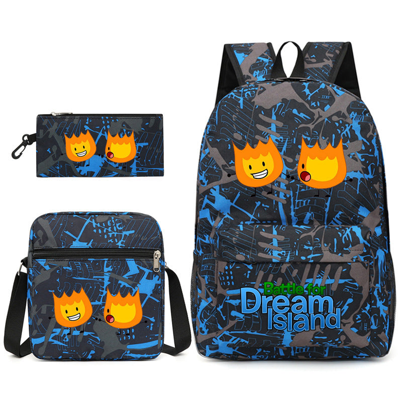 Battle for Dream Island Printed Schoolbag Backpack Shoulder Bag Pencil Bag 3pcs set for Kids Students