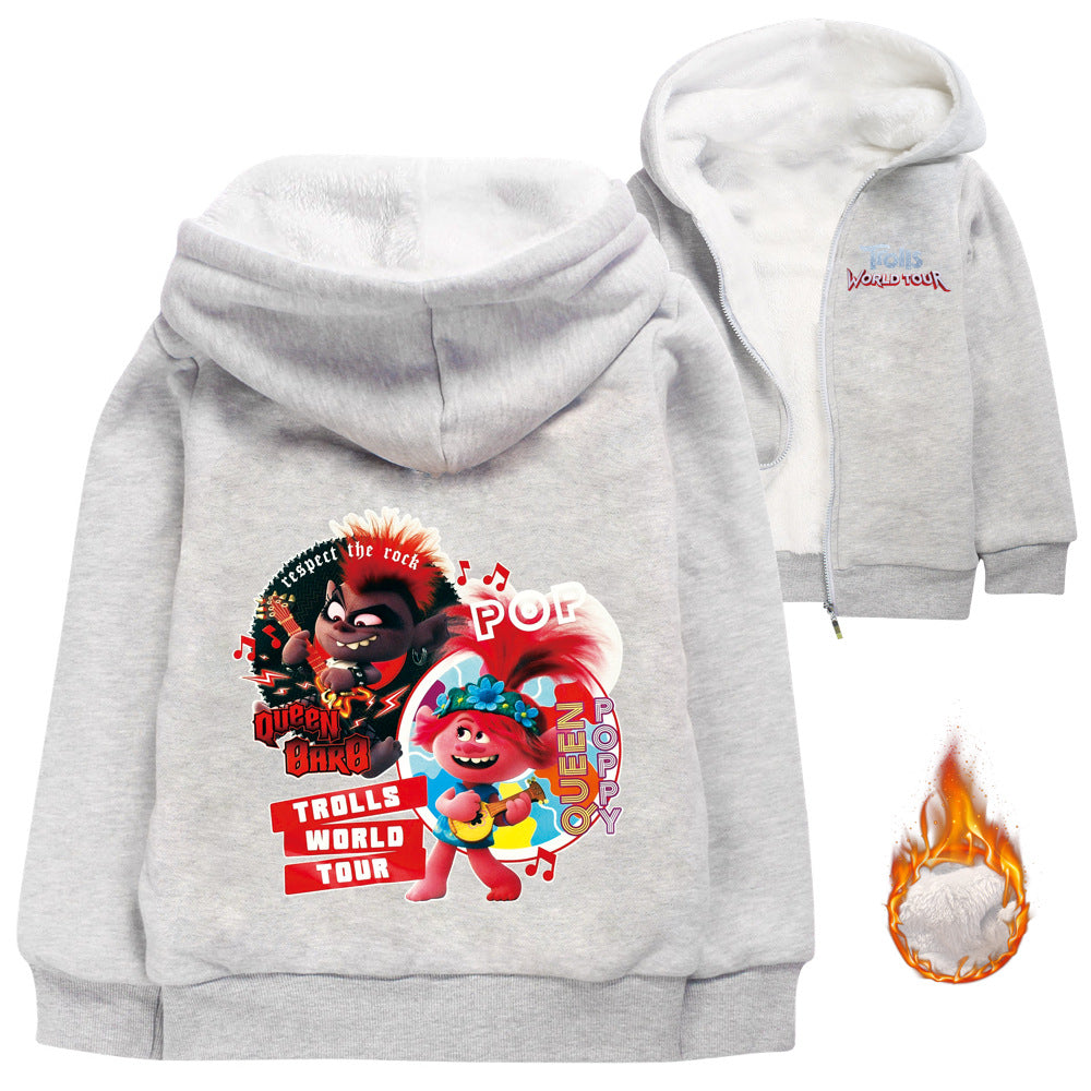 Trolls World Tour Sherpa Lined Hoodie Fleece Sweatshirt Full Zip Hooded Jacket for Kids