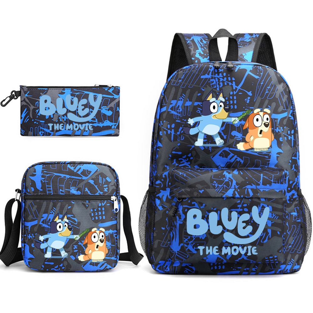 Blue Heeler Bingo Printed Schoolbag Backpack Shoulder Bag Pencil Bag 3pcs set for Kids Students