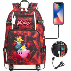 Kirby USB Charging Backpack School Notebook Travel Bags