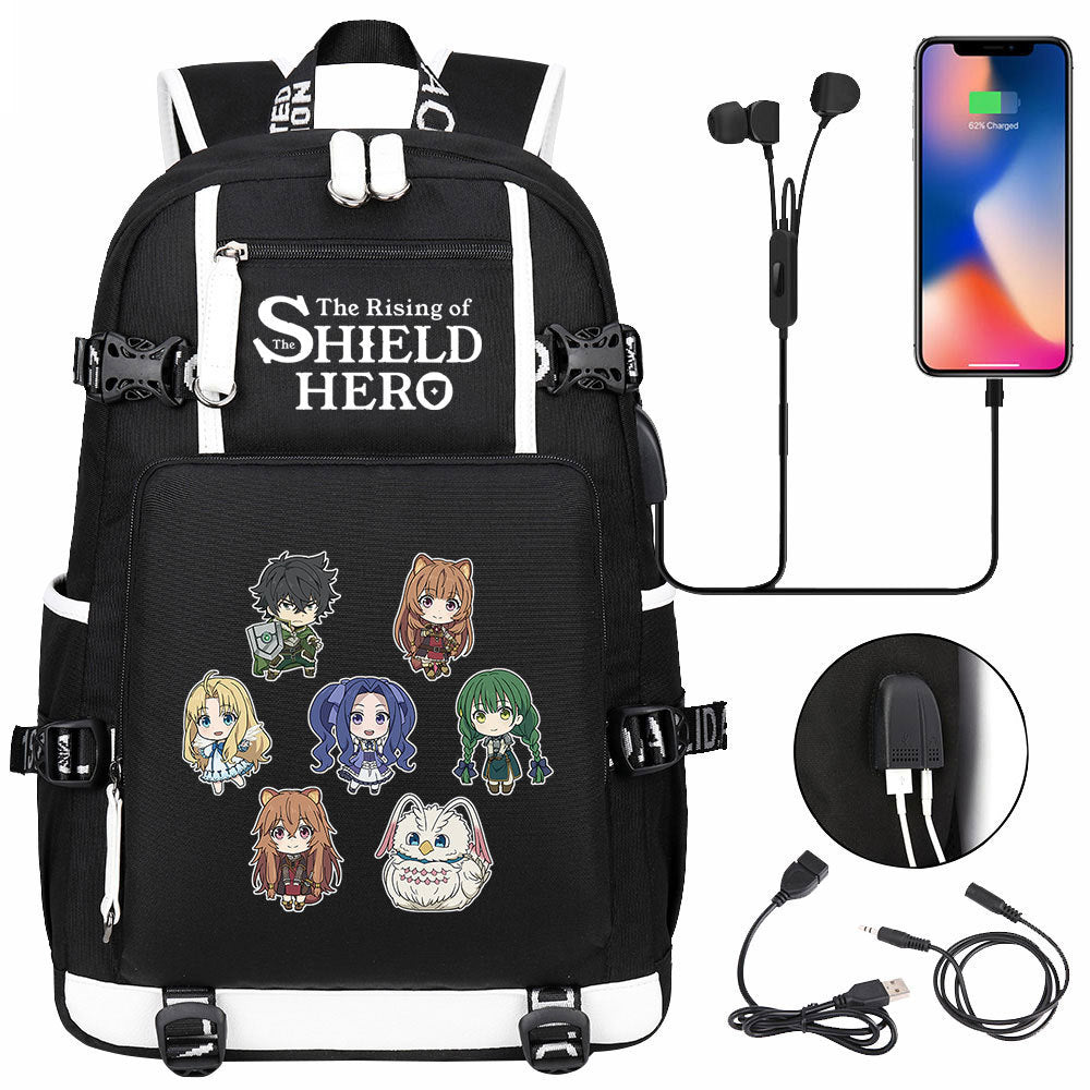 The Rising of The Shield Hero USB Charging Backpack School Notebook Travel Bags