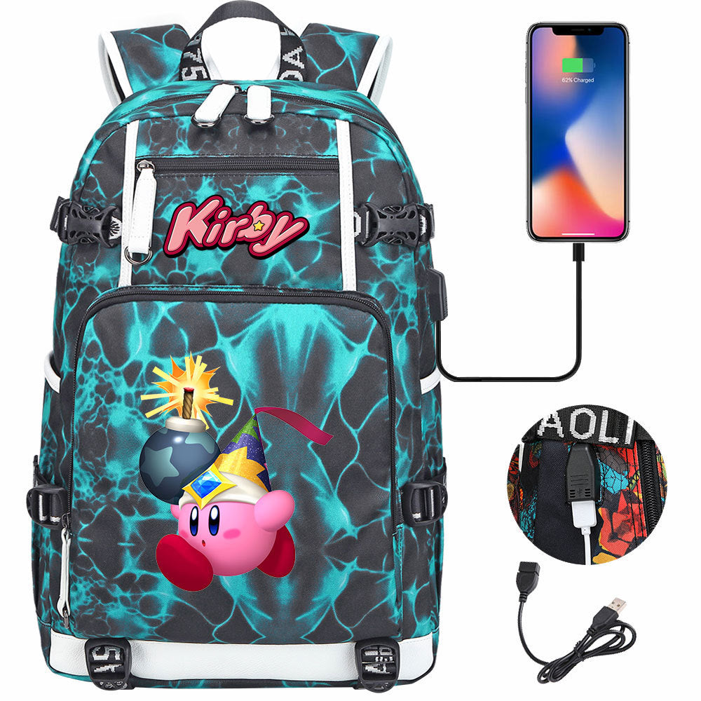 Kirby USB Charging Backpack School Notebook Travel Bags