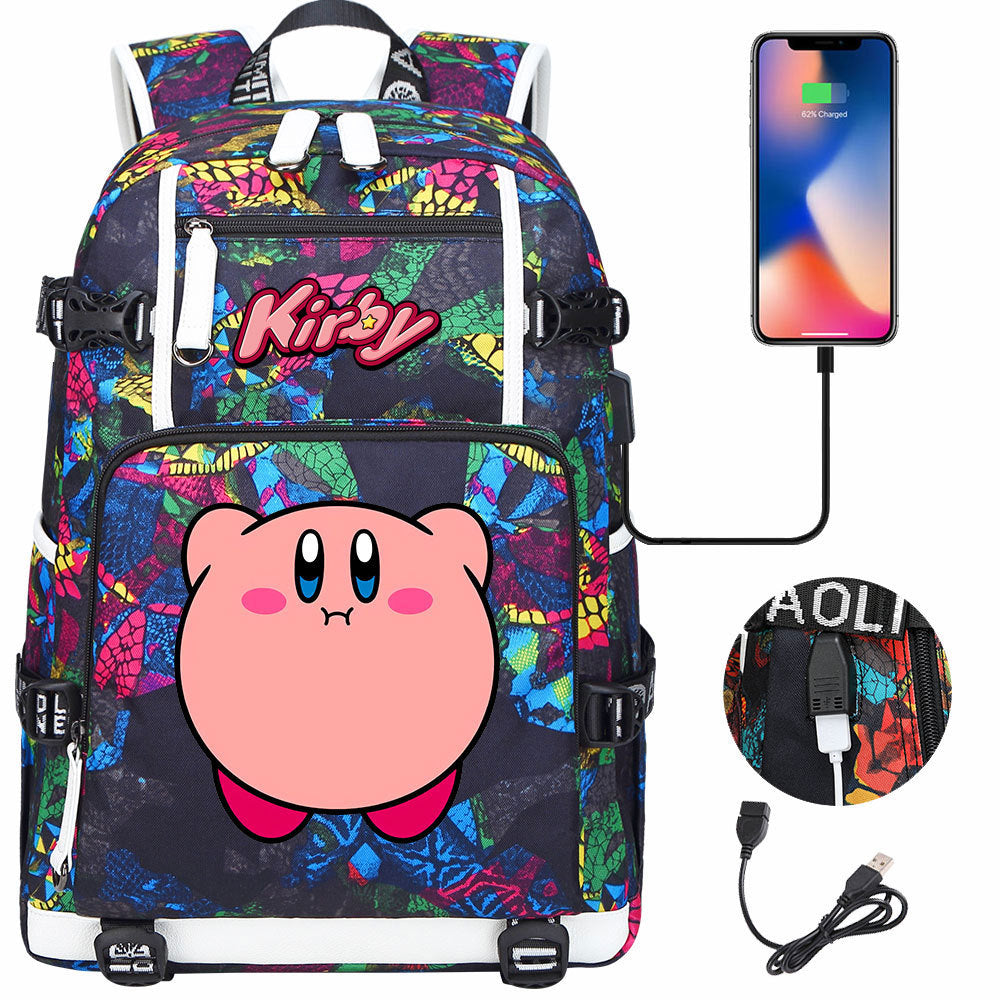 Kirby USB Charging Backpack School Notebook Travel Bags