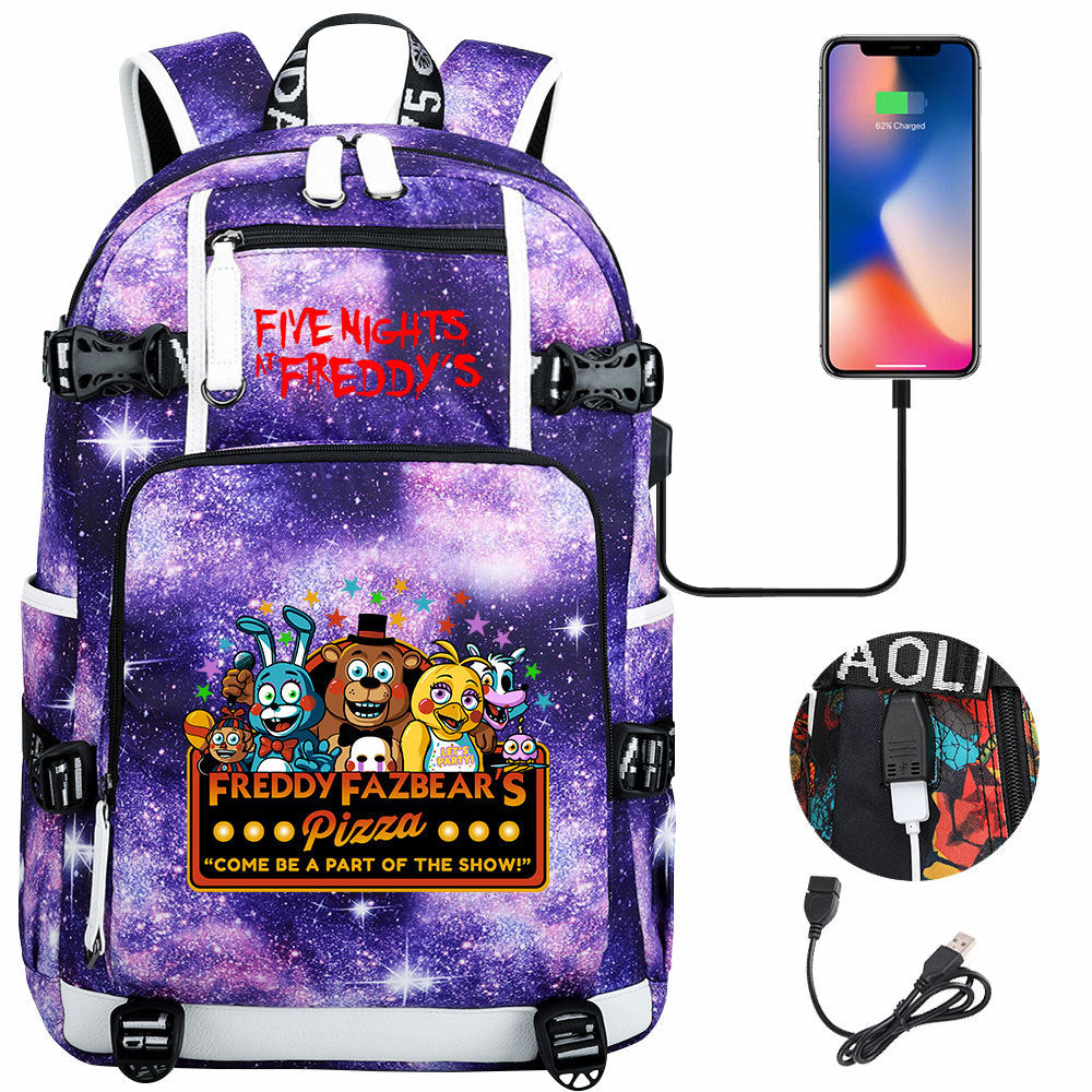 Five Nights At Freddys USB Charging Backpack School Notebook Travel Bags