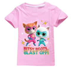 Super Kitties Casual Sweatshirt Spring Autumn Short Sleeve T-Shirts for Kids