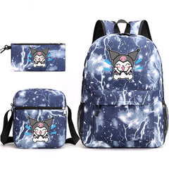 Kuromi Printed Schoolbag Backpack Shoulder Bag Pencil Bag 3pcs set for Kids Students