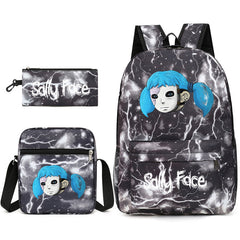 Sally Face Printed Schoolbag Backpack Shoulder Bag Pencil Bag 3pcs set for Kids Students