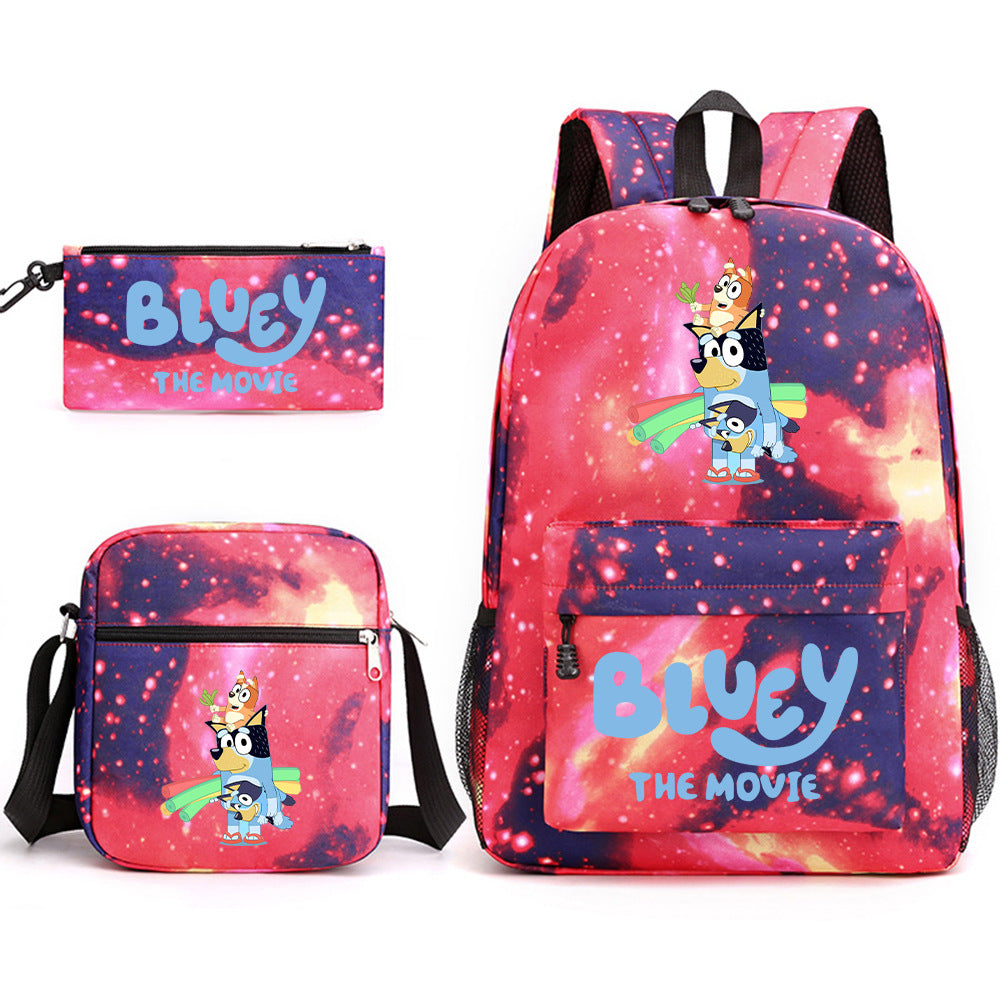 Blue Heeler Bingo Printed Schoolbag Backpack Shoulder Bag Pencil Bag 3pcs set for Kids Students