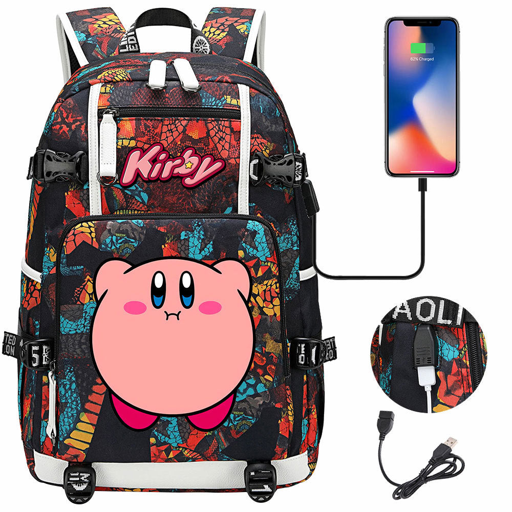 Kirby USB Charging Backpack School Notebook Travel Bags