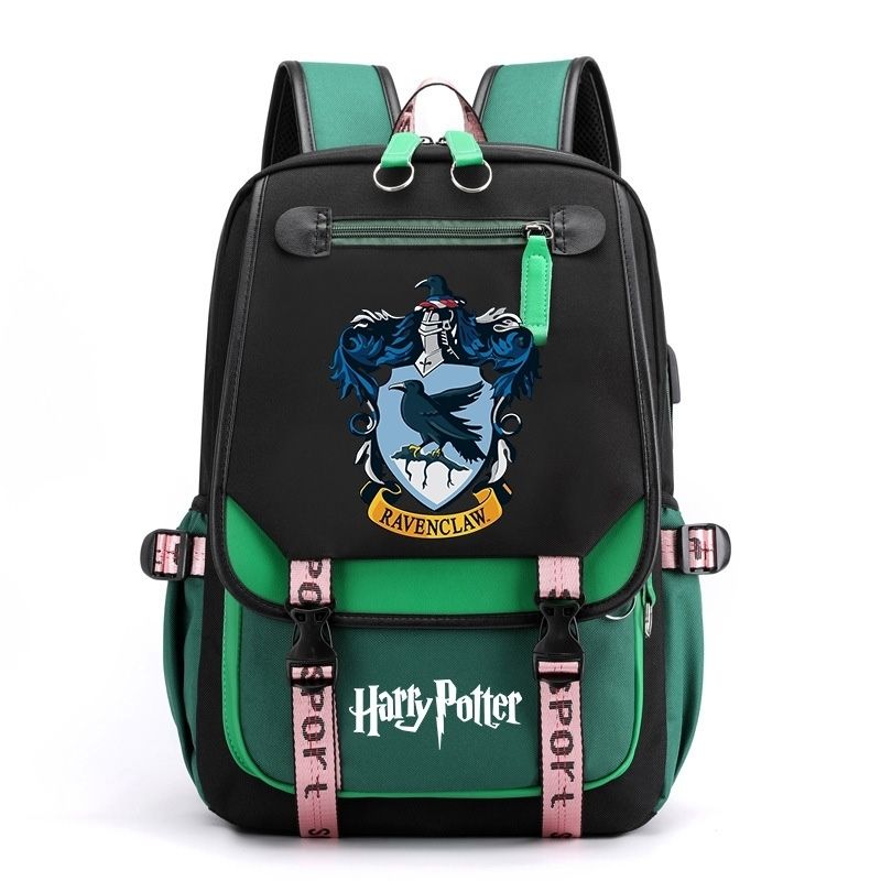 Gryffindor Slytherin Ravenclaw Hufflepuff Waterproof Backpack School Notebook Travel Bags USB Charging