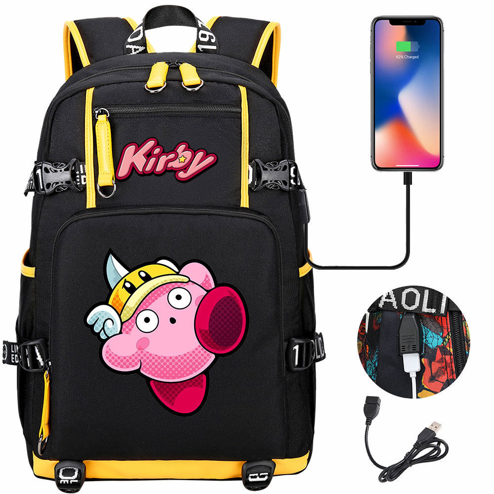 Kirby USB Charging Backpack School Notebook Travel Bags