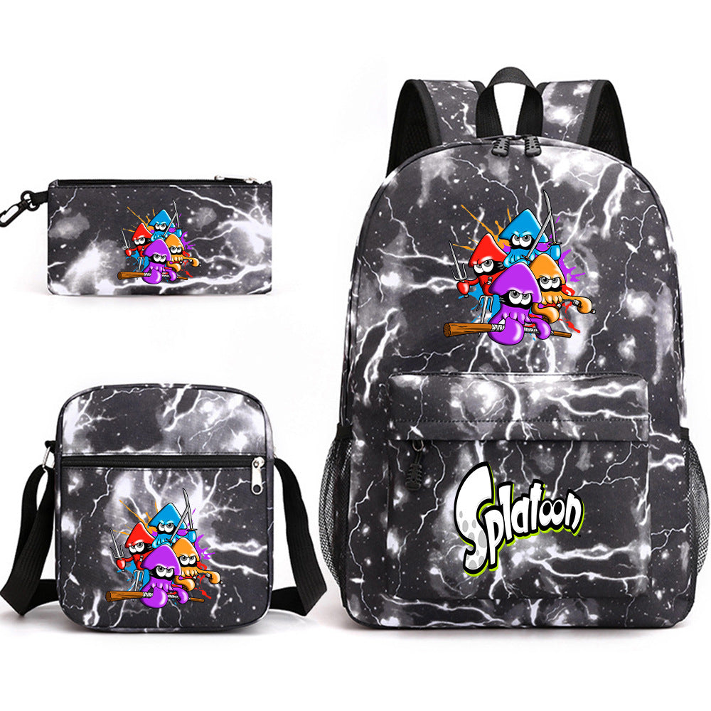 Splatoon Printed Schoolbag Backpack Shoulder Bag Pencil Bag 3pcs set for Kids Students