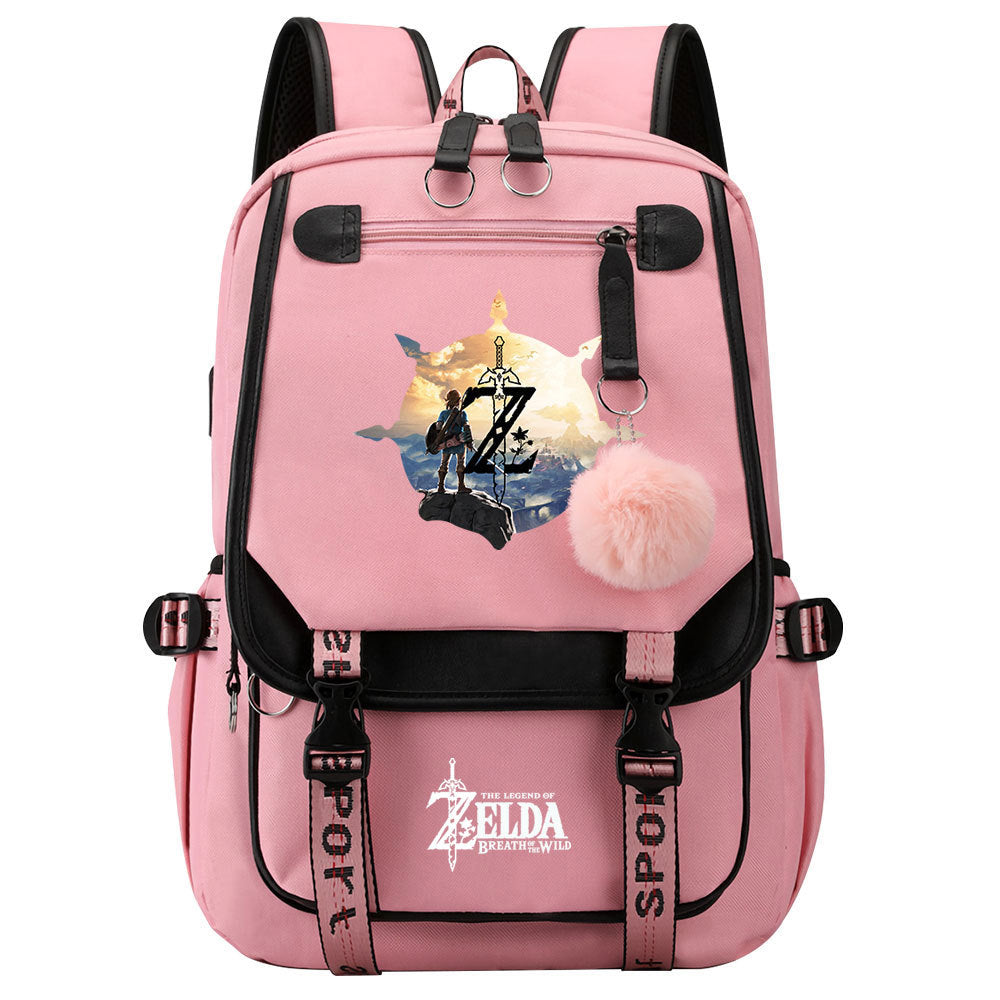 The Legend of Zelda Tears of the Kingdom  Waterproof Backpack School Notebook Travel Bags USB Charging