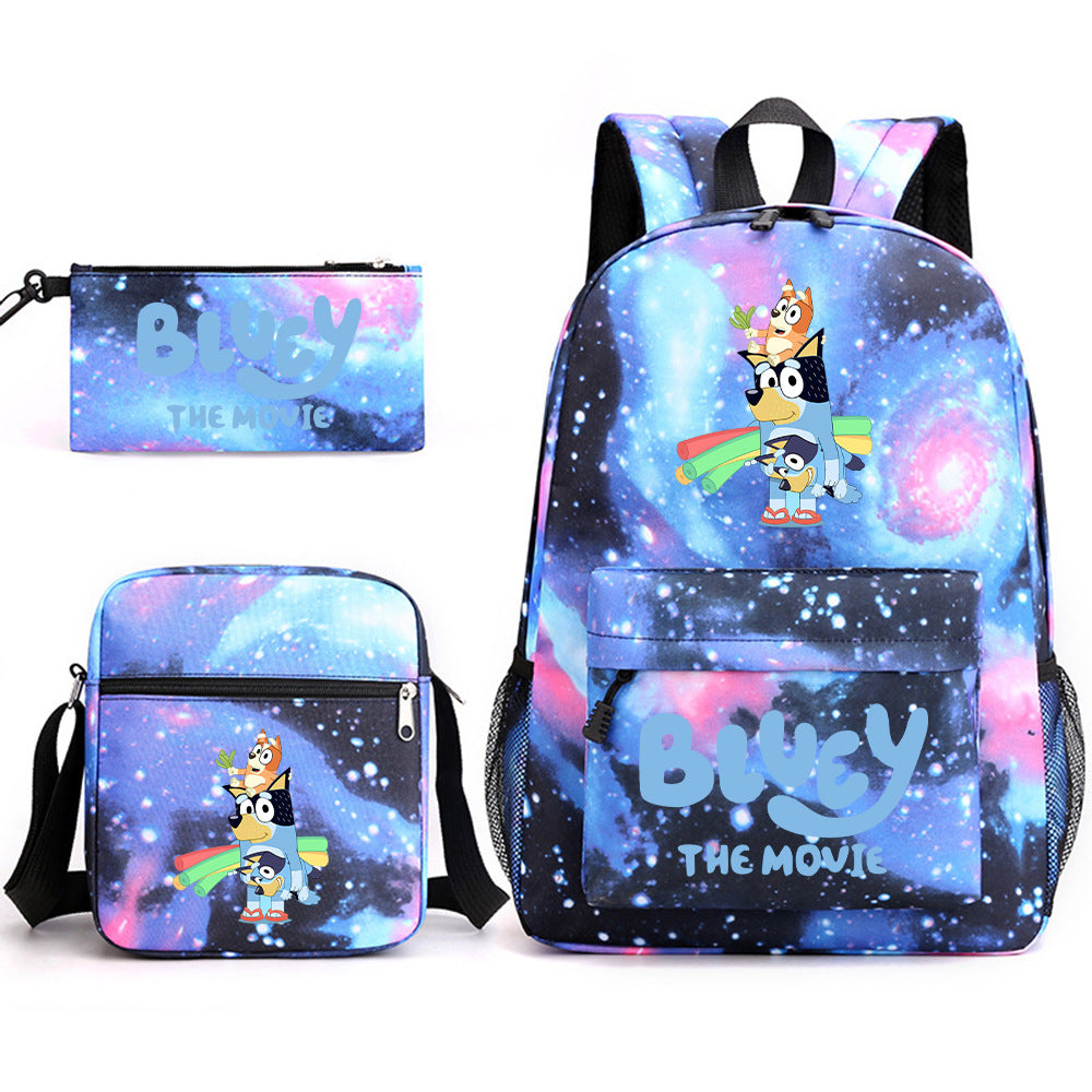 Blue Heeler Bingo Printed Schoolbag Backpack Shoulder Bag Pencil Bag 3pcs set for Kids Students