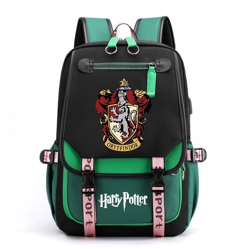 Gryffindor Slytherin Ravenclaw Hufflepuff Waterproof Backpack School Notebook Travel Bags USB Charging