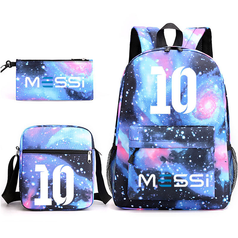 Lionel Football Player Schoolbag Backpack Shoulder Bag Pencil Case set for Kids Students