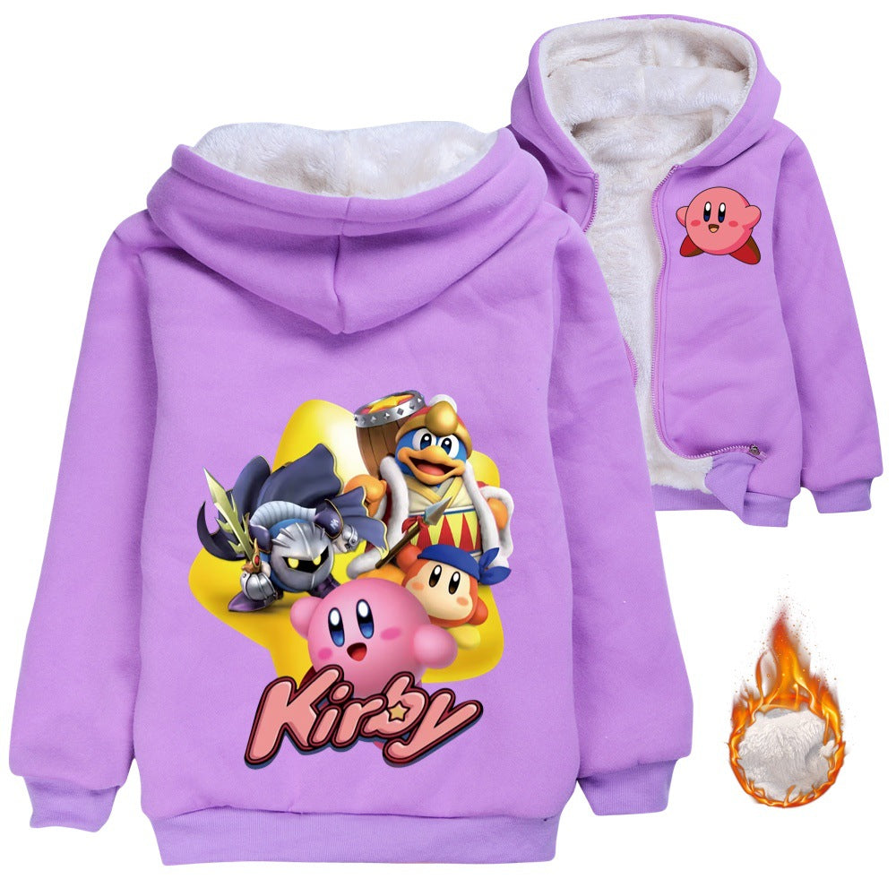 Kirby Sherpa Lined Hoodie Fleece Sweatshirt Full Zip Hooded Jacket for Kids