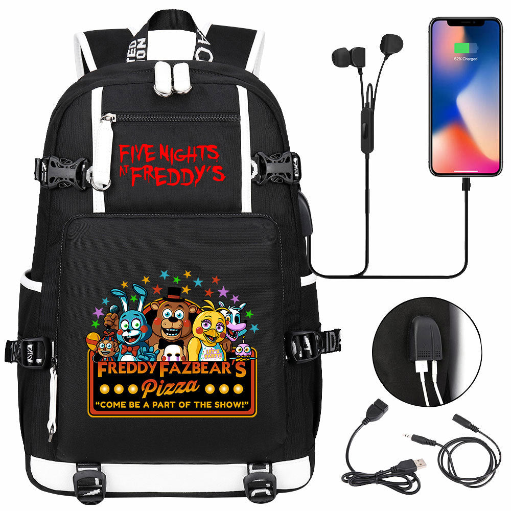 Five Nights At Freddys USB Charging Backpack School Notebook Travel Bags