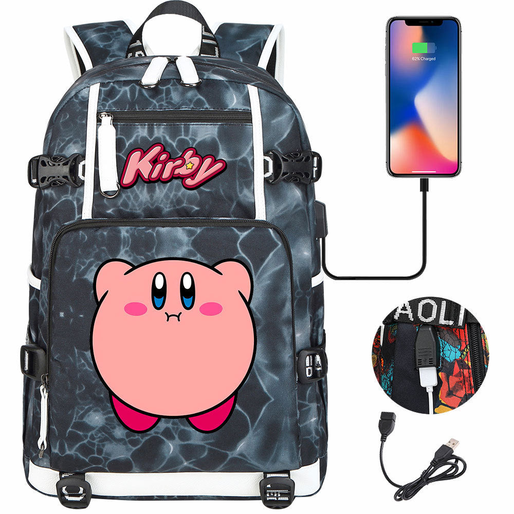 Kirby USB Charging Backpack School Notebook Travel Bags