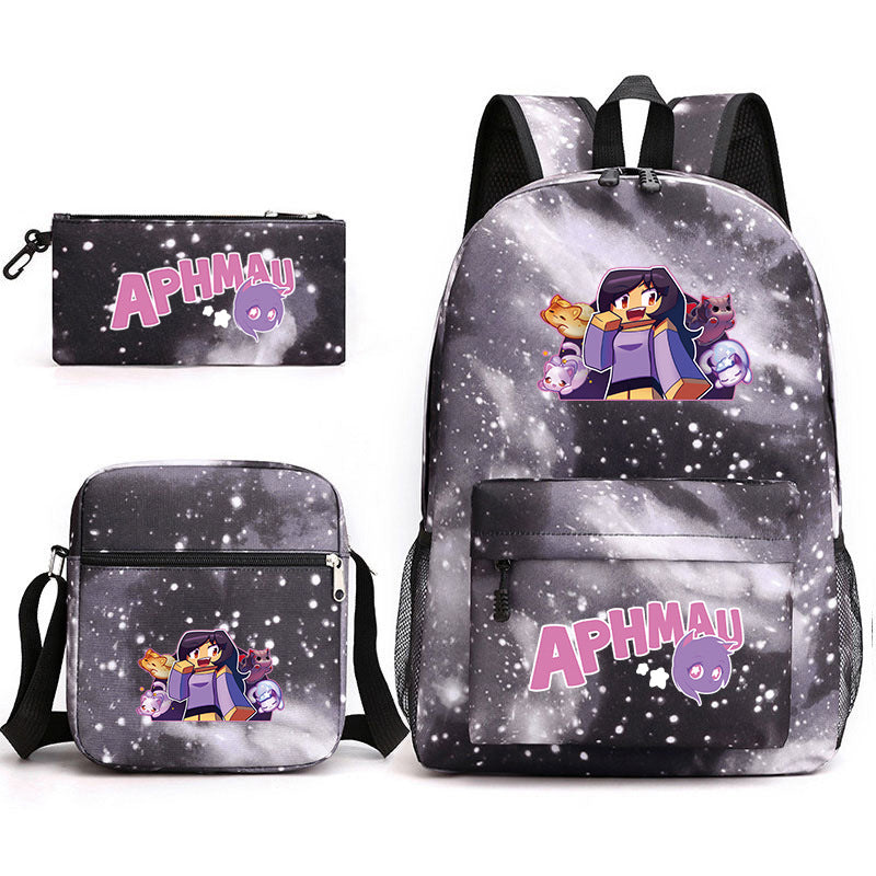 Aphmau Printed Schoolbag Backpack Shoulder Bag Pencil Bag 3pcs set for Kids Students