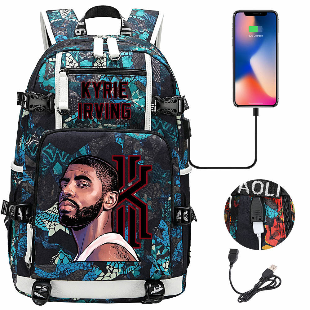 Boston Basketball Irving Celtics USB Charging Backpack School Notebook Travel Bags