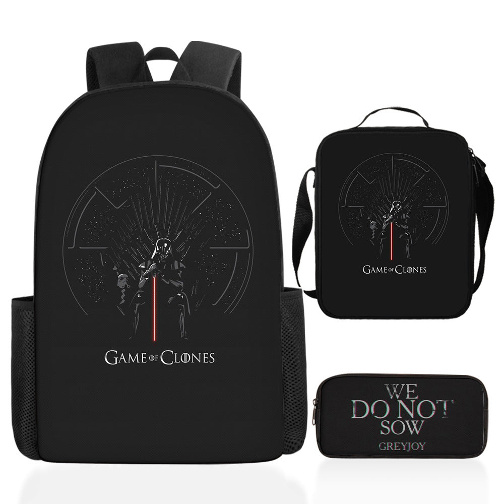 Game of Thrones Full Printed Backpack Schoolbag Travel Notebook Bag Lunch Bag Pencil Bag for Kids Students 3PCS