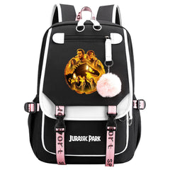 Jurassic World Dinosaur Park Waterproof Backpack School Notebook Travel Bags USB Charging