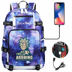 Rick And Morty USB Charging Backpack School Notebook Travel Bags