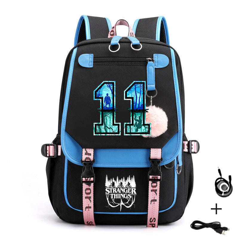 Stranger Things Waterproof Backpack School Notebook Travel Bags USB Charging