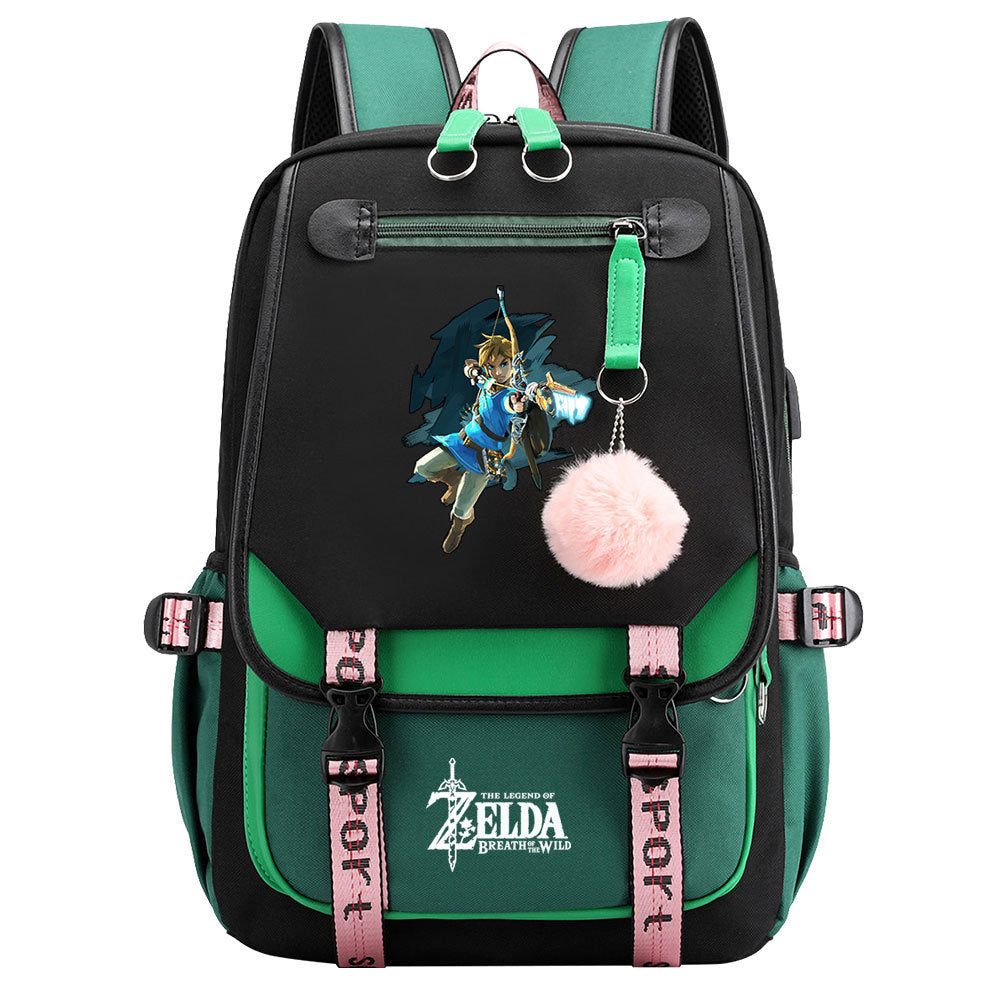 The Legend of Zelda Tears of the Kingdom  Waterproof Backpack School Notebook Travel Bags USB Charging