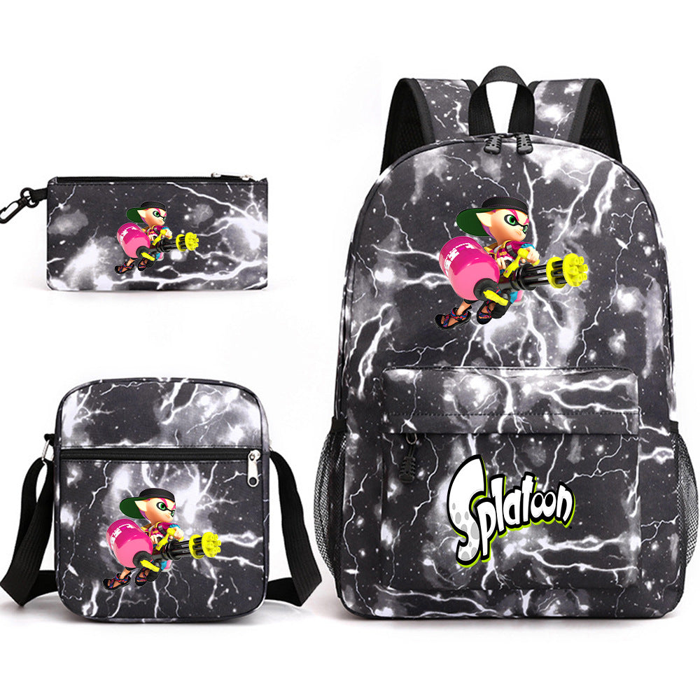 Splatoon Printed Schoolbag Backpack Shoulder Bag Pencil Bag 3pcs set for Kids Students